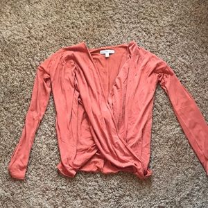 A&F burnt orange cross front long sleeve shirt